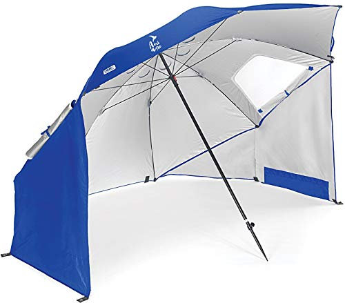 Amiaire Sombrilla de playa - Sombrilla de playa grande 240 cm – 3 Posiciones - Protección UV, antiviento y transpirable de aluminio- Incluye Bolsa de viaje (Azul)