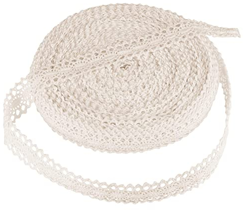 Naler 20M Spitzenband Beige Borte Baumwolle Dekoband Vintage Spitzenborte Häkel-Borte für Basteln Nähen Hochzeit Deko Scrapbooking Geschenkbox