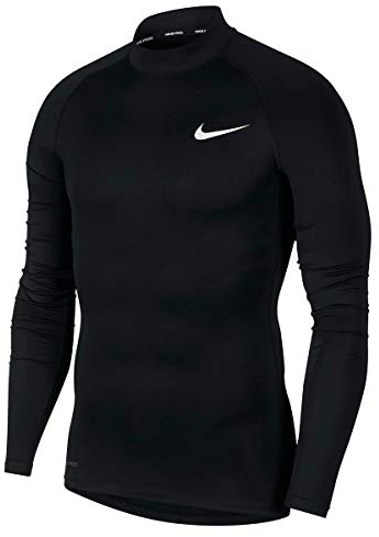 NIKE Men's Women's Long Sleeve Pro T-Shirt, Black White, 2XL,BV5592