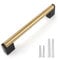 FULGENTE 10 Pack 6-1/5 (160mm) Gold Brushed Brass Cabinets Handles Wardrobes Pulls Stainless Steel Golden Cupboard Door Furniture Handle for Kitchen Closet Dresser Drawer Bar Hardware