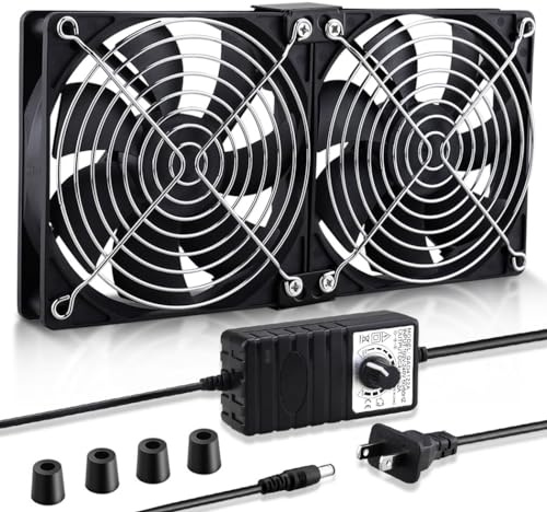 Wathai 2 x 120mm 240mm Computer Fan with AC Plug Cabinet Fan 110V 240V