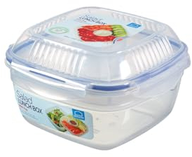 LocknLock TO GO - Ensaladera para llevar con 2 compartimentos y recipiente de aliño de 1,6 l, 100% hermético y hermético, apto para lavavajillas y microondas, sin BPA, ensaladera para llevar