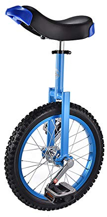 QWEASDF 16, 18 Einrad, Erwachsenentrainer Einrad höhenverstellbar Skidproof Butyl Mountain Reifen Balance Radfahren Heimtrainer Fahrrad,Blau,16