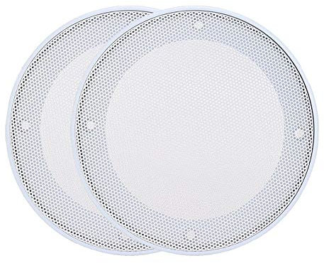 214 Rejillas de Altavoz, 2 Piezas de Acero Laminado en frío de Metal de 4 Pulgadas + ABS Subwoofer Grill Protector de Cubierta Decorativa de Altavoz,Negro(Blanco + Blanco)