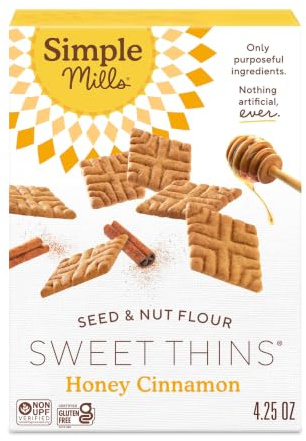 Simple Mills Sweet Thins Cookies, Seed and Nut Flour, Honey Cinnamon - Gluten Free, Paleo Friendly, Healthy Snacks, 4.25 Ounce (Pack of 1)