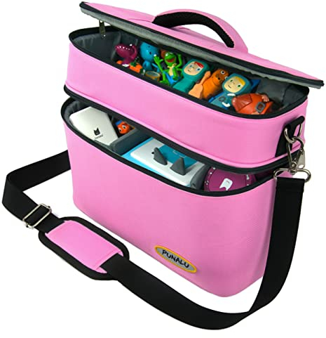 PUNALU große Tasche für Toniebox, viel Platz für Tonie Hörfiguren, Toniebox Tasche (rosa)