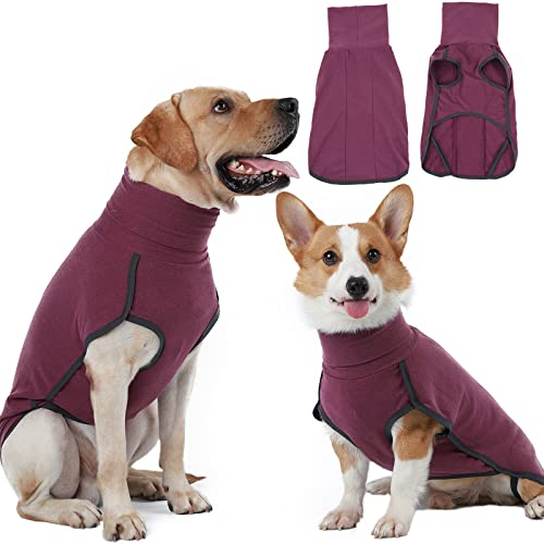 Hjyokuso hundepullover, hundemantel Fleece, Pullover Hund, Hunde Pullover für kleine mittelgroße große Hund, Warmer und Leichter hundepulli, wintermantel Hund, Outdoor hundemantel,hundejacke -Weinrot
