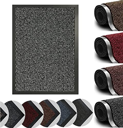 Dirt Trapper Door Mat for Indoor&outdoor, 80x120 Cm, Silver Grey, Washable Barrier Door Mat, Heavy Duty Non-Slip Entrance Rug Shoes Scraper, Super Absorbent Front Door Mat Carpet