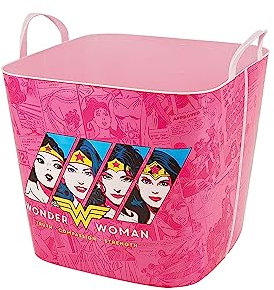 SP Berner - Capazo Plastico Multiusos con Diseño de Wonder Woman Vintage - Color Rosa - Capacidad 25L
