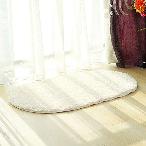 LNXSESN Badezimmerteppich Cremeweiß Badematte Flauschig Mikrofaser Badvorleger rutschfest Duschvorleger Schnelltrocknend Badteppich Waschbar Badmatte Verdicken Badematten & Badteppiche 50x80cm