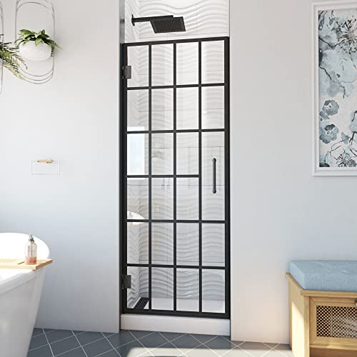 DreamLine Unidoor Toulon Duschtür mit Scharnier, rahmenlos, 61 cm B x 182,9 cm H, satiniertes Schwarz