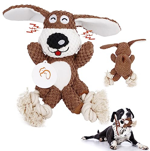 JJW Plüsch-Hundespielzeug interaktiv, gefüllter Hund, Hundespielzeug gegen Langeweile, Kauspielzeug, niedliches Hundespielzeug für Welpen, Mit Leaky-Food-Funktion. (braun) (1 Pc)