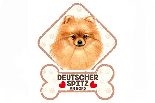 power gift - Deutscher SPITZ Farbenfrohes Tierschild für die Autoscheibe mit Saugnäpfen.19.