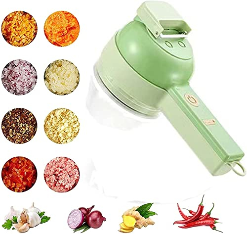 Valink Ensemble de Coupe-légumes électrique portatif 4 en 1,Hachoir Électrique sans Fil,Mini électrique ail Boue Masher ail Hachoir Coupe pressage mélangeur