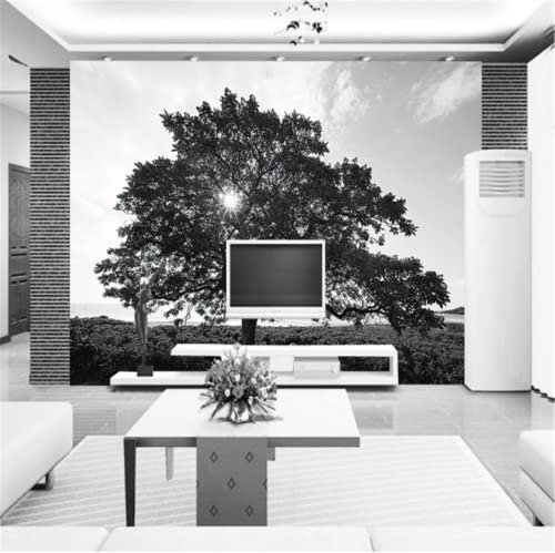 GDPOOTREE Personnalisé Photo Papier Peint Papier Peint Noir Et Blanc Arbre Paysage Salon Chambre Tv Décoration Papier Peint 200Cm*140Cm