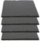 Plato Llano de Pizarra Natural, Fuentes de Cocina, Platos para Sushi, Plato de Pizarra, Bandejas para Servir Alimentos Quesos, Tapas Sushi, Negro, Tablas de Piedra 20 x 20 x 0,8 cm - 4 Unidades