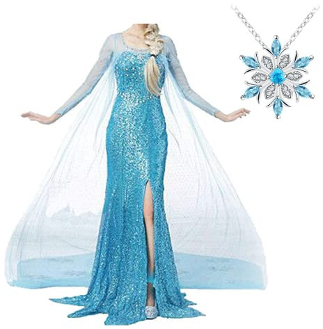 Angel Closet Disfraz de princesa Elsa para mujer, para fiestas de disfraces, Halloween, cosplay(XXL, elsa1)