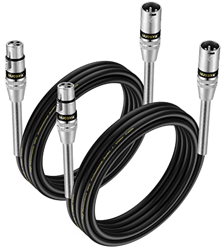 NUOSIYA 3m Cable XLR 2PACK Muelle Metálico Diseño SR Cable de micrófono XLR macho a hembra Cable XLR balanceado de 3 pines para micrófono, mezclador, altavoz, amplificador