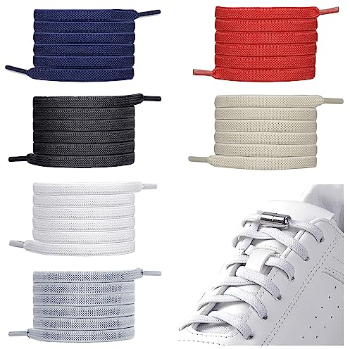 Schnürsenkel Ohne Binden, 6 Paar Elastische Schnürsenkel mit Metallkapsel, Schnürsenkel Schleifenlose Schuhbänder mit Kapseln, No Tie Shoelaces für Sneaker, Laufschuhe, Sporschuhe(6 Farben)