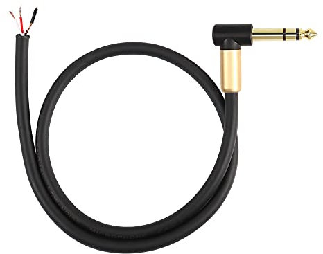 XMSJSIY 6.35mm TRS Pigtail Cable 1/4 inch Male Plug to Speaker Cables Bare Wire Adapter Connector Open End Audio Cable Right Angle 3- Pole Speaker Amplifier Microphone Cable Replacement (0.5M)