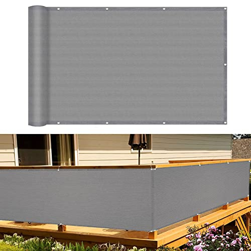Balkon sichtschutz 100 x 350 cm Sonnenschutz atmungsaktiv Sichtschutzmatte Sichtschutzzaun mit Kabelbinder Ohne Bohren für Balkon Garten im Freien, Grau