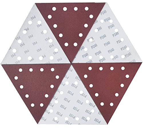 Novara 30 StüCk 27,9 Cm Klett-Dreieck-Schleifpapier für Trockenbauschleifer - Je 5 StüCk 60 80 100 120 150 240 Schleifpapier