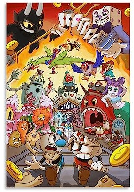 ELedvb Cuphead Game Klassisches Leinwand-Poster, dekoratives Gemälde, Leinwand-Wandposter und Kunstdruck, modernes Familienschlafzimmer-Dekor-Poster, 20 x 30 cm