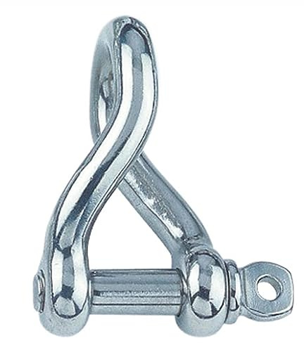 Rundschäkel 6 mm Edelstahl V4A 1 Stück 90° gedreht, Schäkel mit Augbolzen 6X12X33 mm, (WLL): 335kg- Gedrehte Form