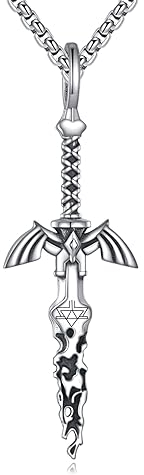 YFN Zelda Halskette Sterling Silber Anime Anhänger Kette Zelda Schmuck Geschenke für Herren Damen Jungen Mädchen (Schwert)