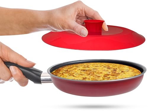 Cavor - Gira Tortillas - Sin microplásticos - Antisalpicaduras - Apto para microondas - Sirve para Voltear Crepes y Tortitas - Tapadera para sartén - 25,5 y 29CM (29 CM, Rosa)