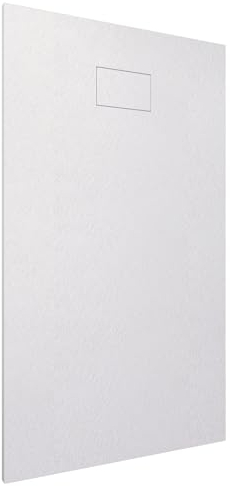 Quarzo piatto doccia 70x140 effetto pietra ardesia bianco in smc con piletta e copripiletta