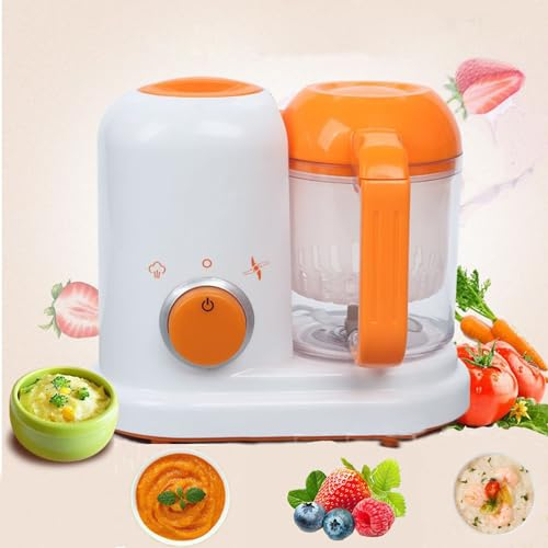 EEYZD Fabricante Alimentos bebés,Procesador cocción Alimentos Multifuncional bebés y niños pequeños,Vaporera,Licuadora,Máquina Hacer puré,Máquina trituradora,Máquina alimentación para bebés,Naranja