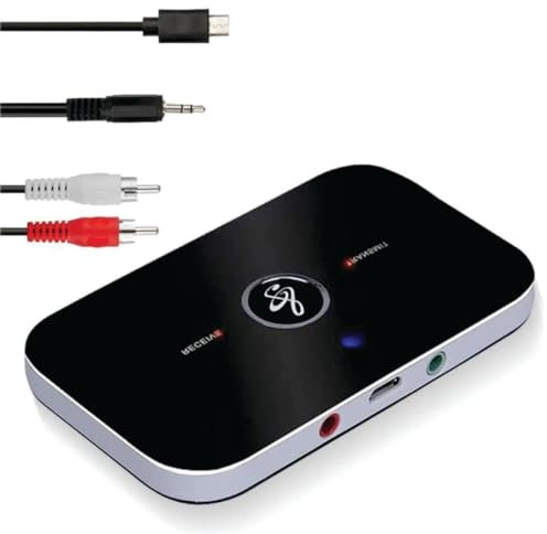 Adaptateur Bluetooth Récepteur 5.0, Émetteur Transmetteur Recepteur Bluetooth Audio sans Fil 2 en 1 avec Câble RCA AUX 3,5mm, Adaptateur Bluetooth pour TV/Smartphone/Casque/Enceinte