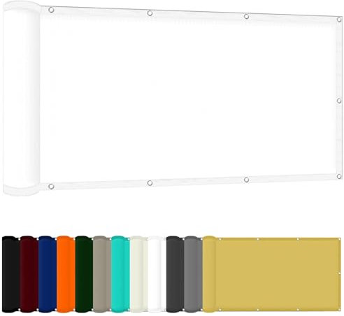 Filet D'Ombrage Rideau pour Pergola 170 x 400 cm Tissu Polyester UV Protection avec Oeillets Toile Imperméable pour Extérieur Camping Et Pelouse, Blanc