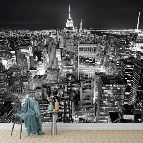 Gratte-Ciel Empire State Building Panoramique Photo Murale - New York City La Nuit HD Quality Papier Peint 150 x 105 cm Mural Poster for Kids' Room, Contexte de la Télévision Hallway Decor