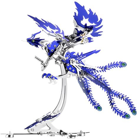 CreativeBlocker 3D Puzzle Erwachsene- DIY Phoenix Metall Puzzle Modellbausatz, Tier Modell 3D Metallpuzzle Baukästen, DIY Set Erwachsene, Steampunk Deko, Geschenk für Weihnachten (358PCS/Blau)