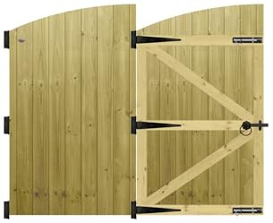 Premier Garden Supplies Made to Measure Tongue & Groove Fully Framed Arch Top Driveway Gates for Measurements Height 4ft - 5ft (120-150cm) x Width: <6ft (183cm) +450mm Hinge Ring Latch Kit