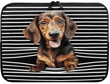 TSOVTHRID Bassotto Nero Bianco Zebra Stripes 10 Pollici Laptop Custodia Notebook Sleeve Borse per Studenti Universitari Lavoratori