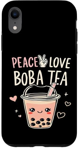 Peace Love Boba Tee Kawaii Bubble Tea Hülle für iPhone XR
