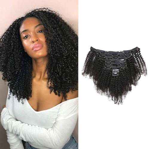 18 Zoll 8A Remi Human Hair Clip in Extensions 8Pcs/Set Afro Kinky Curly Double Wefts für Schwarze Frauen Natürliche Farbe 120 Gramm/Set