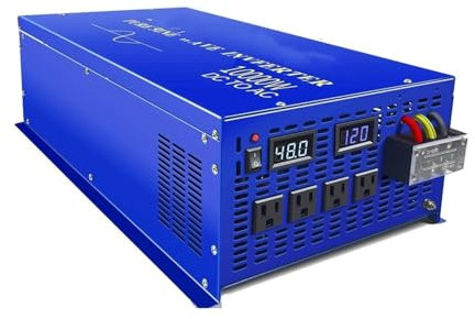 Onduleur Transformateur Onduleur À Onde Sinusoïdale 12V/36V/48V/96V DC À 110V AC 24V 220V 10000W pour Installation Solaire Batterie Externe Convertisseur(110V,USA)