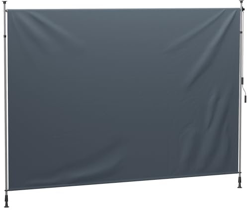 Outsunny Klemmmarkise mit Handkurbel höhenverstellbar Gelenkarmmarkise Markise ohne Bohren Sonnenschutz UV-beständig, inkl. Wandhalterung Sonnenmarkise 350 cm breit für Terrasse Balkon, Dunkelgrau