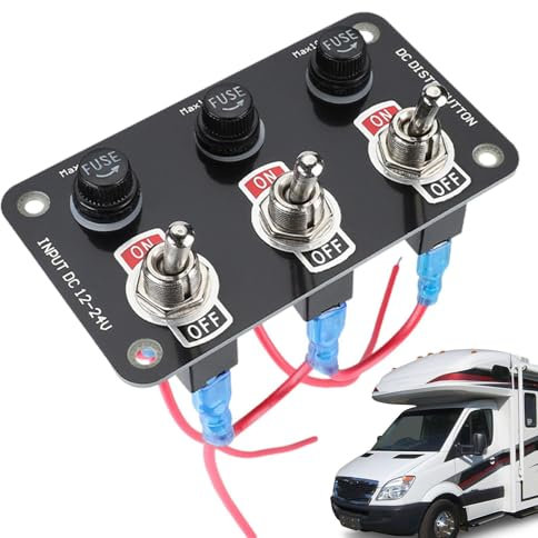 Kit del pannello a disattivazione, kit di pannelli a levetta per la barca | 12V/24V ON-OFF alimentazione a levetta impermeabile | Sostituzione automobilistica, arresto delle auto da corsa con fusibile