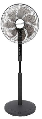 Be Cool Schuss Home Electronic DC Standventilator 45cm | 24 Stufen | Timer | Fernbedienung | Oszillation | Höhenverstellbar | Energieeffizient | 50W | BC16STHPM2505, Schwarz