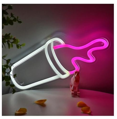 Sign Lamp Milk Tea Cup Neon Lights, Best Atmosphere For Milk Tea Shop, Cafe, Bistro, Book Room, Bedroom Decor 11x24cm