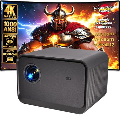 Projecteur 4K natif 3840 x 2160, Seelumen 811, luminosité 1000 ANSI, contraste 50 000:1, Android 12, audio 20 W avec caisson de basses, WiFi, Bluetooth, mise au point motorisée, zoom, 4 Go RAM, 32 Go