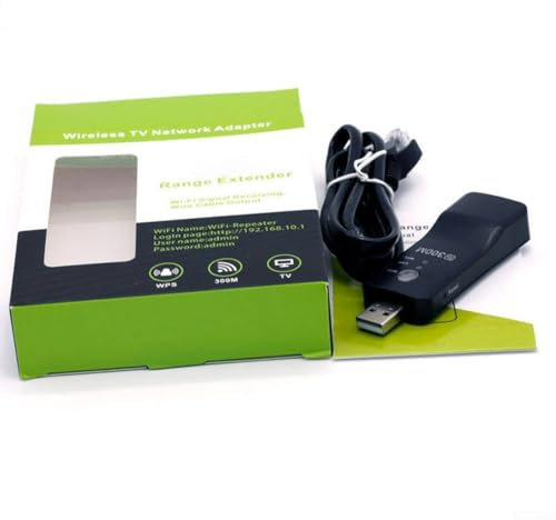 Repetidor WiFi USB con velocidad de 300 Mbps, diseño compacto para un uso eficiente del espacio, compatible con televisores inteligentes y puerto RJ45