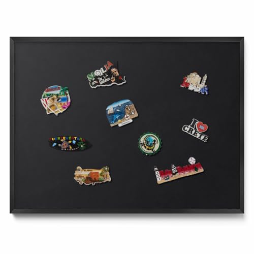 Tulup Magnettafel Pinnwand 80x60 cm Schwarz Kunststoffrahmen Metall Oberfläche Holzoptik Akzent Magnetisch Wandboard Memoboard Notiztafel für Zuhause Büro Küche Kinderzimmer Schule
