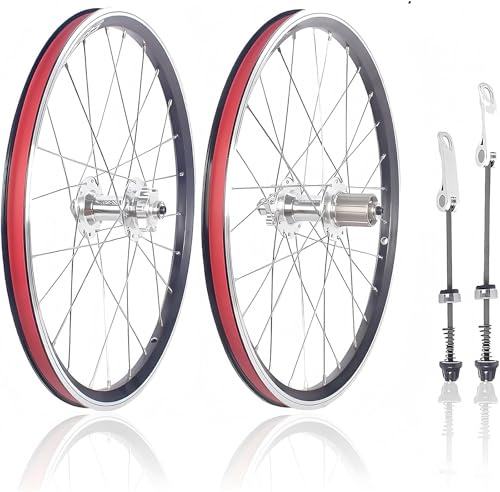 20-Zoll-Mountainbike-Laufräder (406/451 Mm) Mit Schnellspanner für Scheiben/V Bremsen, 24/28 Loch-Naben Und Doppelwandigen Aluminiumfelgen Für 7-10-Gang-Kassettenfahrräder 451,Black