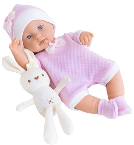Realistische Puppen für Mädchen | 30 cm weiche waschbare Puppe mit Körper mit Kaninchen - Lebendige Puppen für Kinder - Für Familie Freunde Mädchen Kinderzimmer Geburtstag Weihnachten